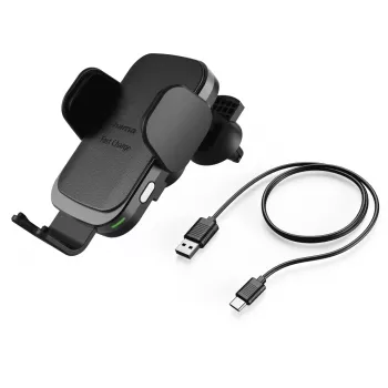 Hama FC10 Motion smartphone preto, metálico isqueiro carregamento sem fios carregamento rápido automóvel