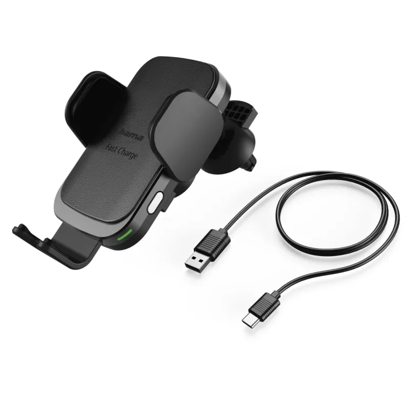 Hama FC10 Motion smartphone preto, metálico isqueiro carregamento sem fios carregamento rápido automóvel