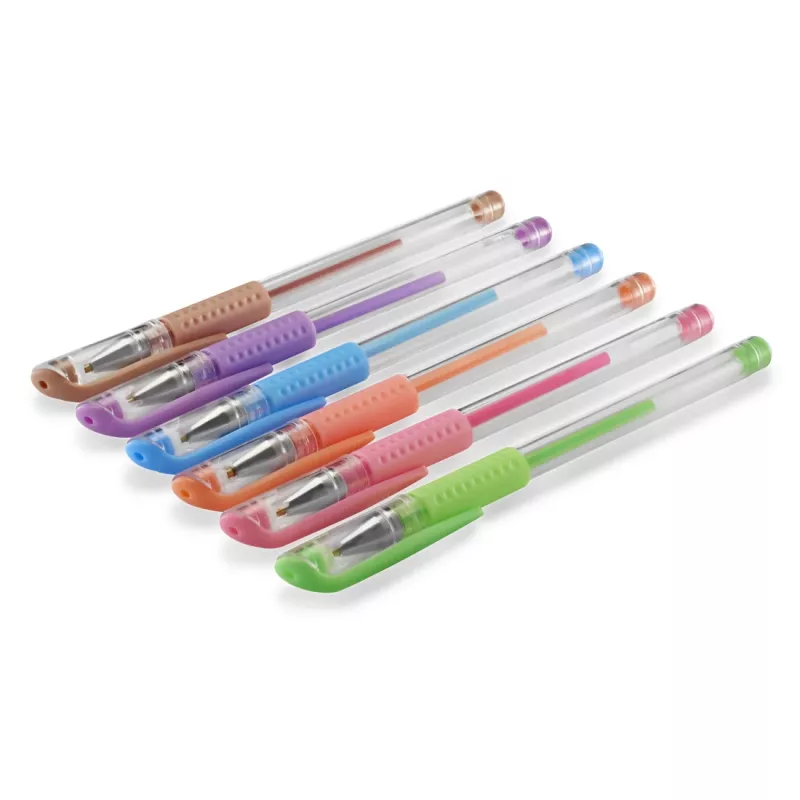 Canetas de gel com tampa Hama Pastel azul, castanho, verde, laranja, rosa, roxo 6 unid.
