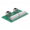 DeLOCK RJ50 2 x conector fêmea para 2 x bloco de terminais com botão de pressão para calha DIN angular