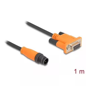 Cabo CAN-Bus DeLOCK M12 codificado A 5 pinos ficha macho para conector fêmea D-Sub 9 1 m