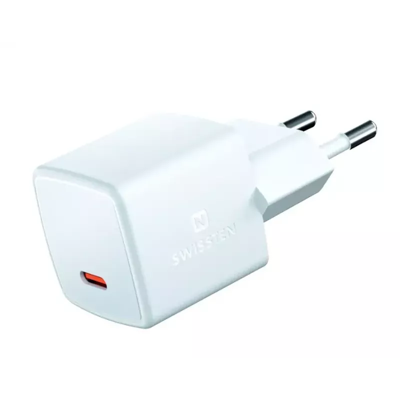 Carregador de viagem mini GaN 25W PD USB-C SWISSTEN carregador rápido para telefones e tablets