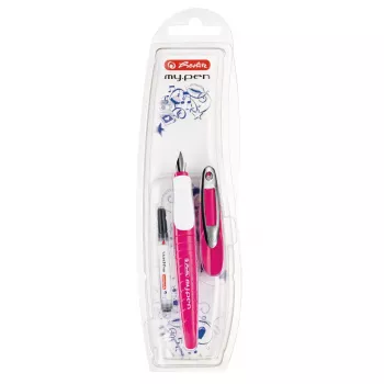 Caneta de tinta permanente Herlitz my.pen sistema de cartuchos rosa branco