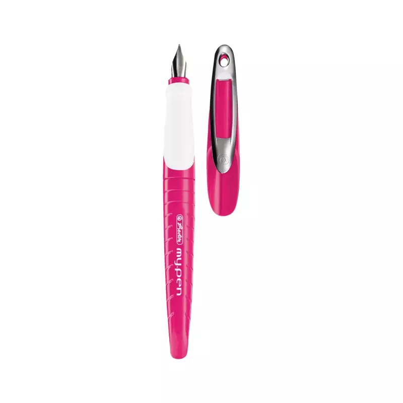 Caneta de tinta permanente Herlitz my.pen sistema de cartuchos rosa branco