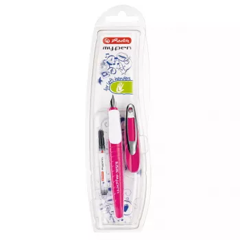 Caneta de tinta permanente Herlitz my.pen sistema de cartuchos rosa branco