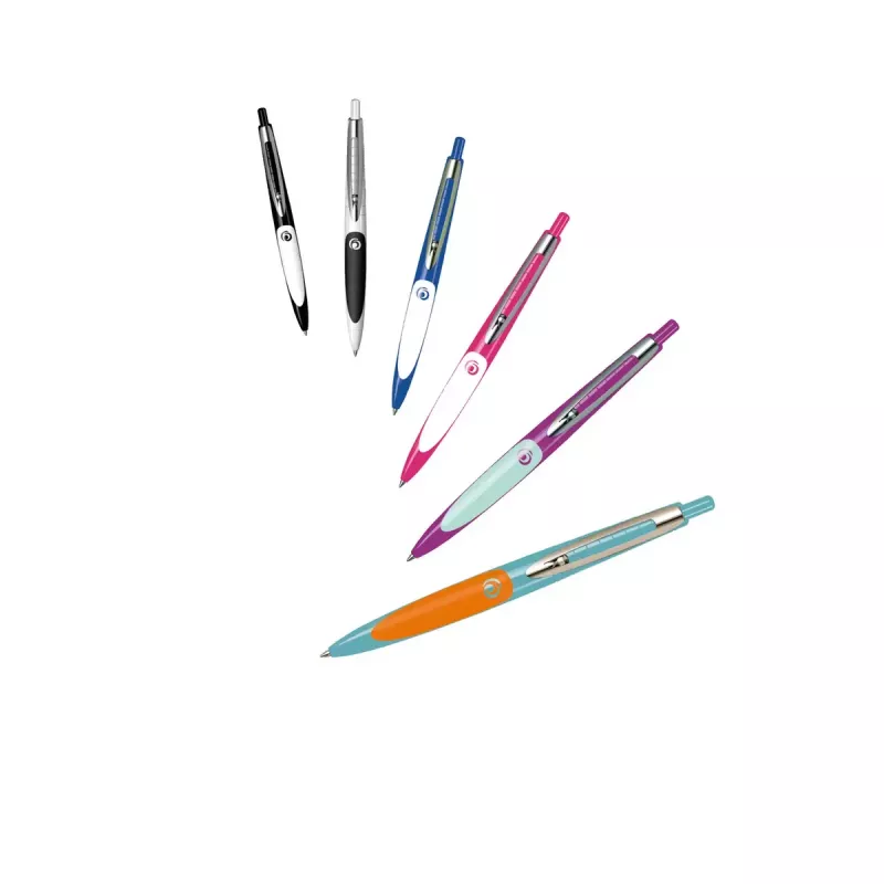 Caneta de retrátil com clipe Herlitz my.pen rosa branco azul