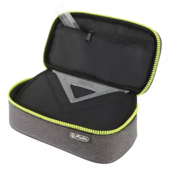 Estojo Herlitz beatBox ABC poliéster cinzento amarelo 225x120x70mm