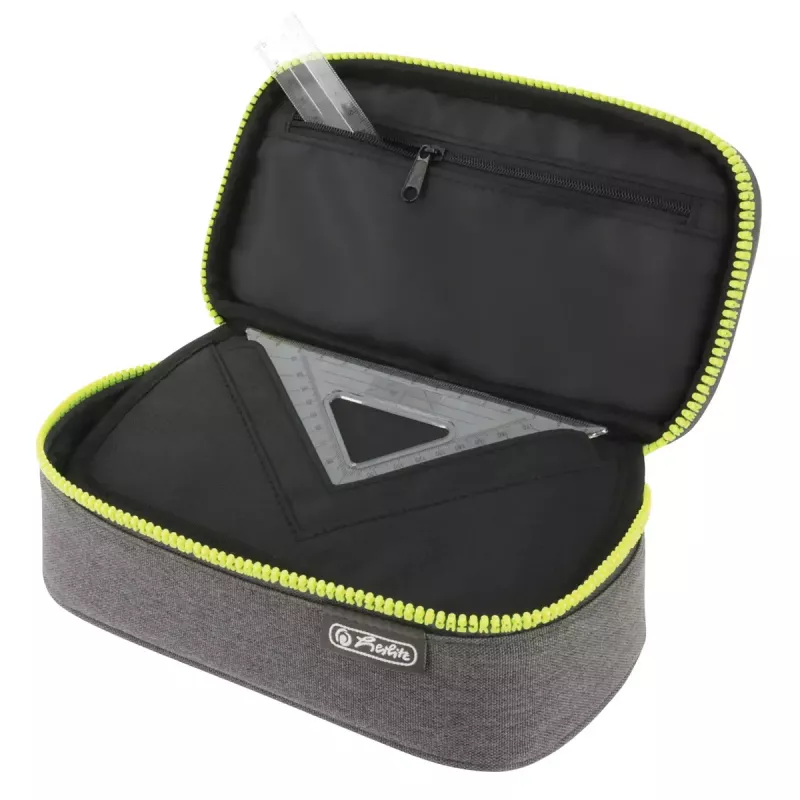 Estojo Herlitz beatBox ABC poliéster cinzento amarelo 225x120x70mm
