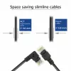 ACT preto 2 metros cabo de rede U/UTP CAT6A LSZH Slimline com fichas RJ45, 90° angulado à direita para reto