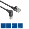 ACT Preto 1 metro Cabo de rede Slimline U/UTP CAT6A LSZH com fichas RJ45 90° anguladas para baixo para reto