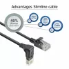 ACT Preto 1 metro Cabo de rede Slimline U/UTP CAT6A LSZH com fichas RJ45 90° anguladas para baixo para reto
