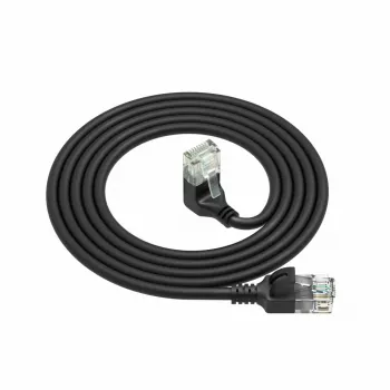 ACT Preto 2 metros Cabo de rede Slimline U/UTP CAT6A LSZH com fichas RJ45 90° anguladas para baixo para reto