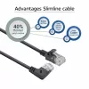 ACT Preto 0,15 metros Cabo de rede Slimline U/UTP CAT6A LSZH com fichas RJ45 90° anguladas à direita para reto