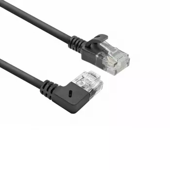 ACT 0,25 metros Cabo de rede Slimline U/UTP CAT6A LSZH com fichas RJ45 90° anguladas à direita para reto