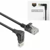 ACT Preto 0,5 metros Cabo de rede Slimline U/UTP CAT6A LSZH com fichas RJ45 90° anguladas para baixo para reto