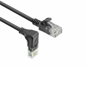 ACT Preto 0,25 metros Cabo de rede Slimline U/UTP CAT6A LSZH com fichas RJ45 90° anguladas para baixo para reto