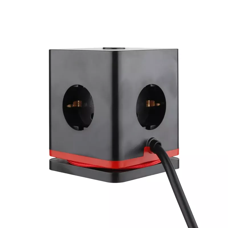 Cubo distribuidor de energia Olympia SW 1000 com 3 tomadas, 1,5 m de cabo, 230 V, 16 A, preto/vermelho
