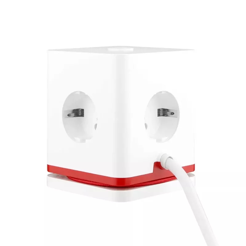Cubo de extensão de energia Olympia SW 1000 – 3 tomadas AC, 1,5 m de cabo, 230 V/16 A, vermelho e branco