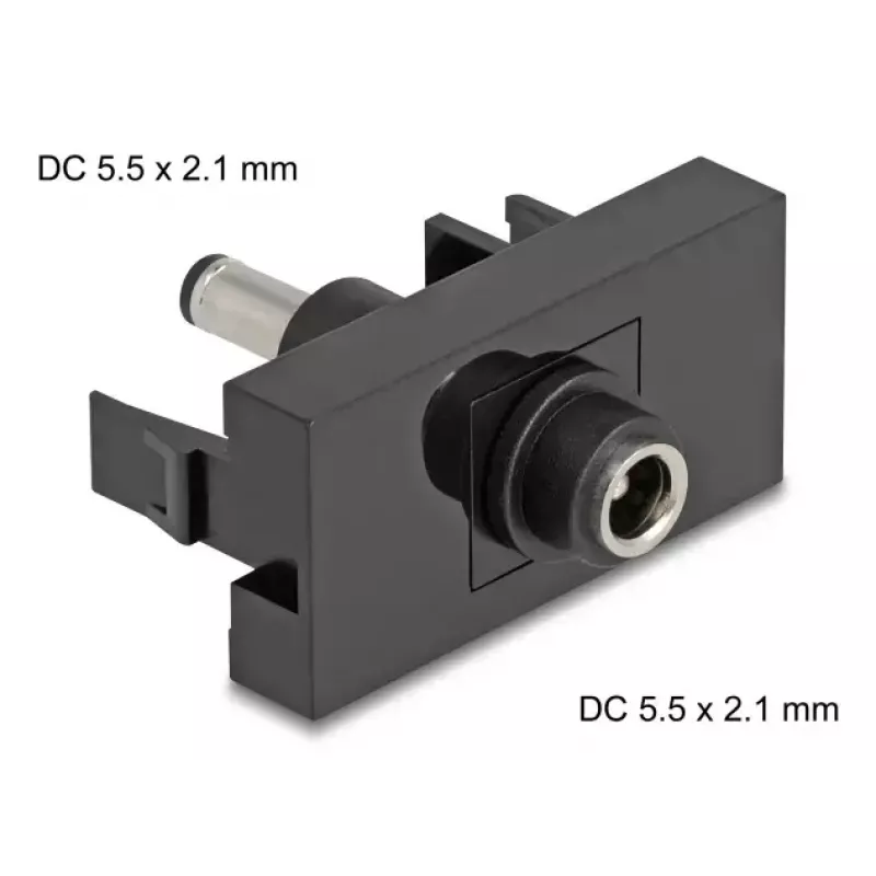 DeLOCK Easy 45 tomada DC preta conector fêmea conector macho 45mm
