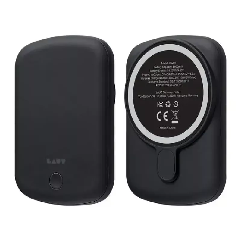Powerbank LAUT PW02 5000 mAh carregamento sem fios preto