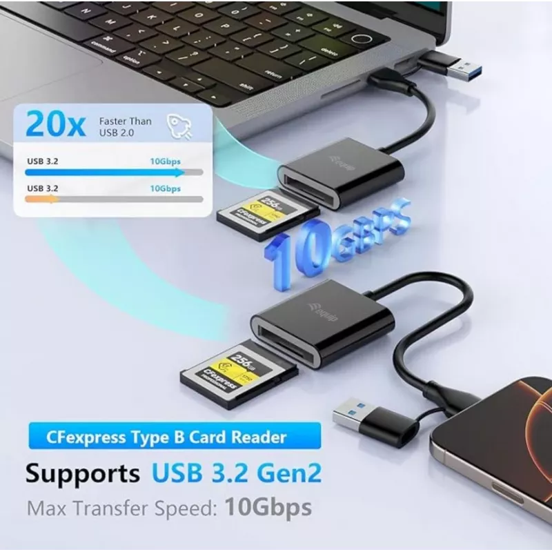 Leitor de cartões Equip 245461 USB 3.2 Gen 2 Type-C preto CFexpress 2.0