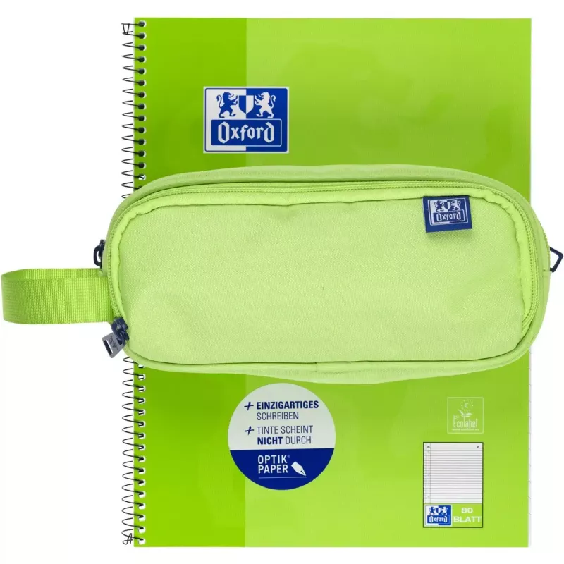 Estojo de lápis macio Oxford 400183525 verde 220x70x90 mm
