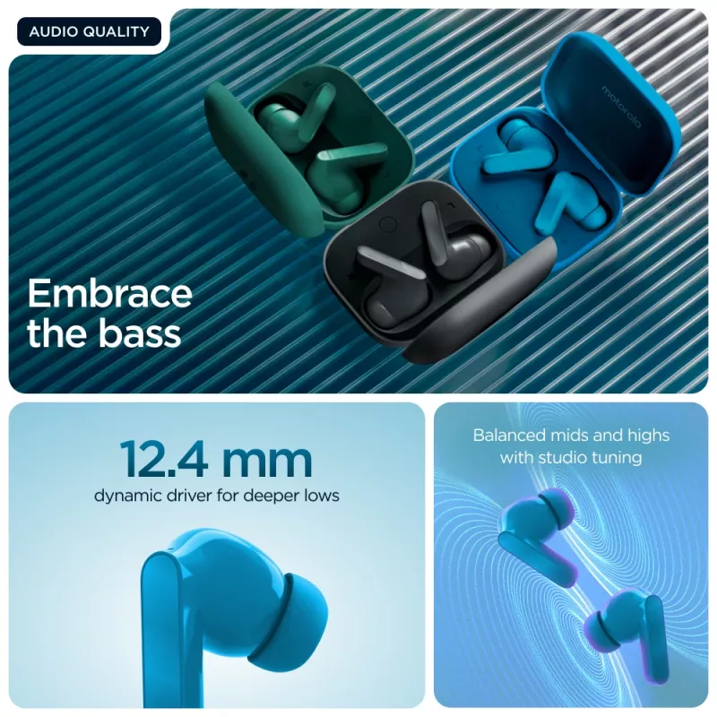 Motorola Moto Buds Bass headset True Wireless Stereo (TWS) auscultadores in-ear chamadas/música Bluetooth azul