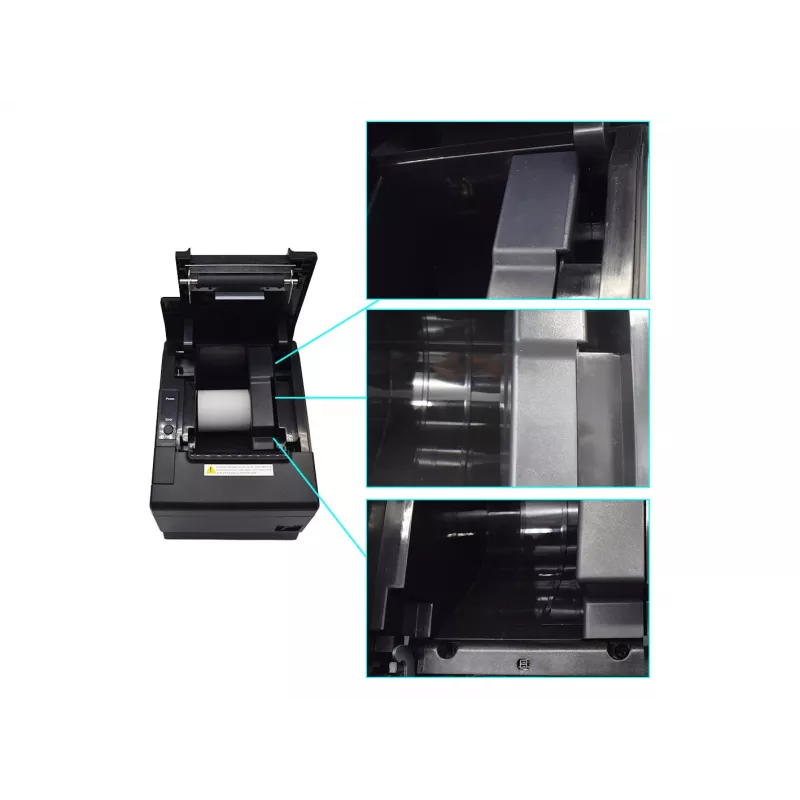 Impressora térmica de recibos EQUIP 58/80 mm com cortador automático, USB/Ethernet/Série, gaveta de dinheiro, 203x203 DPI