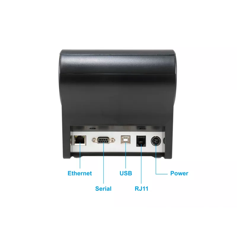 Impressora térmica de recibos EQUIP 58/80 mm com cortador automático, USB/Ethernet/Série, gaveta de dinheiro, 203x203 DPI