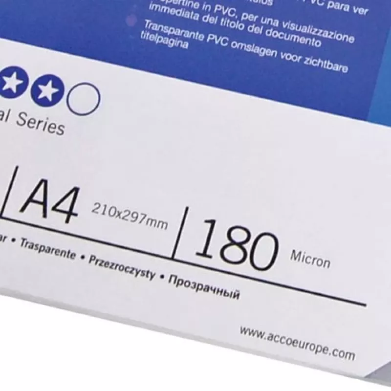 GBC Capas de encadernação Super HiClear A4 200 mícron, A4, Policloreto de vinilo (PVC), Transparente, 0,2 mm, 100 unid.
