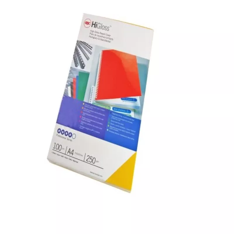 GBC HiGloss CE020070 capas de encadernação, A4 (210 x 297 mm), 250 g/m², brancas, 100 un.