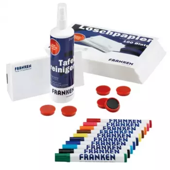 Conjunto de acessórios Franken Starter Sets 04 spray de limpeza para quadro papel de apagar borracha para quadro marcadores para quadro