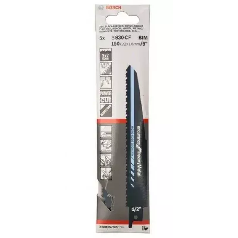 Lâmina de serra sabre Bosch S 930 CF bimetal 1 unidade 8 10 TPI