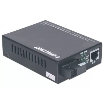 Conversor de suporte Fast Ethernet WDM bidirecional monomodo Intellinet, 10/100Base-TX para 100Base-FX (SC) monomodo, 20 km, WDM (Rx1310/Tx1550)
