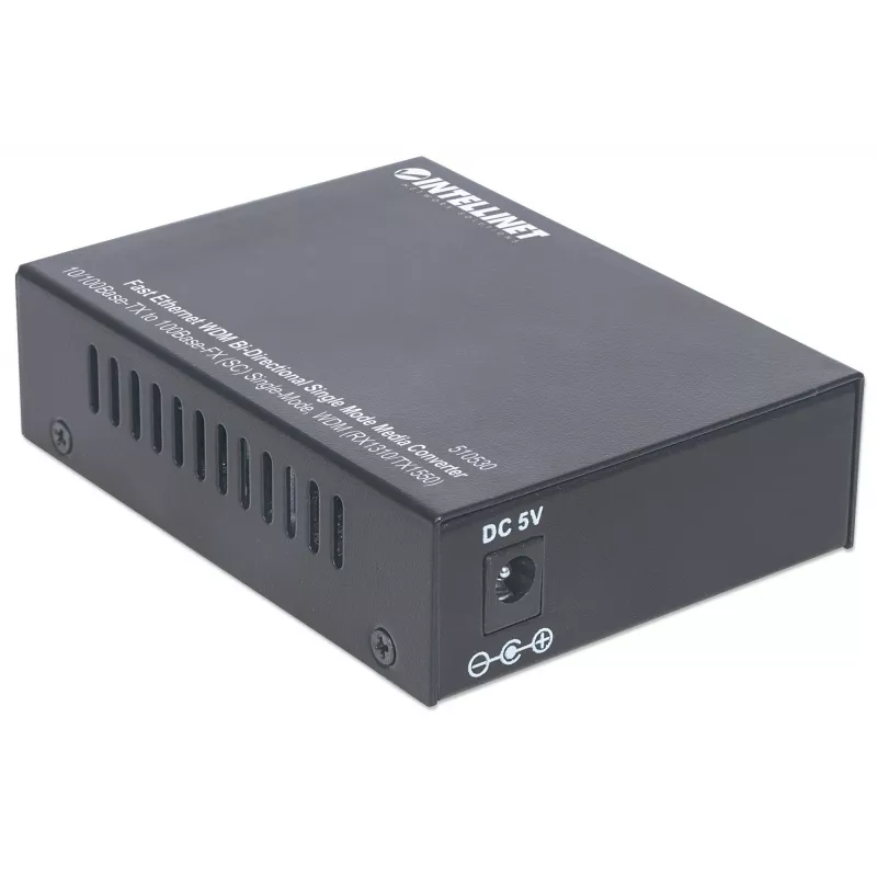 Intellinet 510530 conversor de suporte Fast Ethernet WDM, de 10/100Base-TX (RJ-45) para 100Base-FX (SC) monomodo, 20 km (12,4 mi), Rx1310/Tx1550 nm