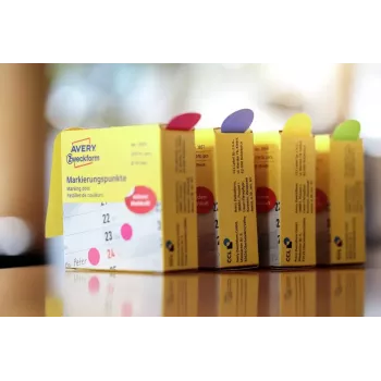 Etiqueta autocolante Avery 3854 redonda permanente magenta 250 unid.
