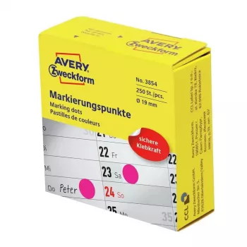Etiqueta autocolante Avery 3854 redonda permanente magenta 250 unid.