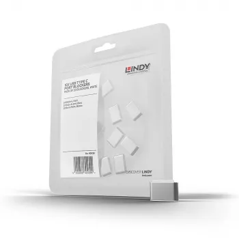 Bloqueador de porta USB Type-C Lindy (sem chave) – pack de 10, branco