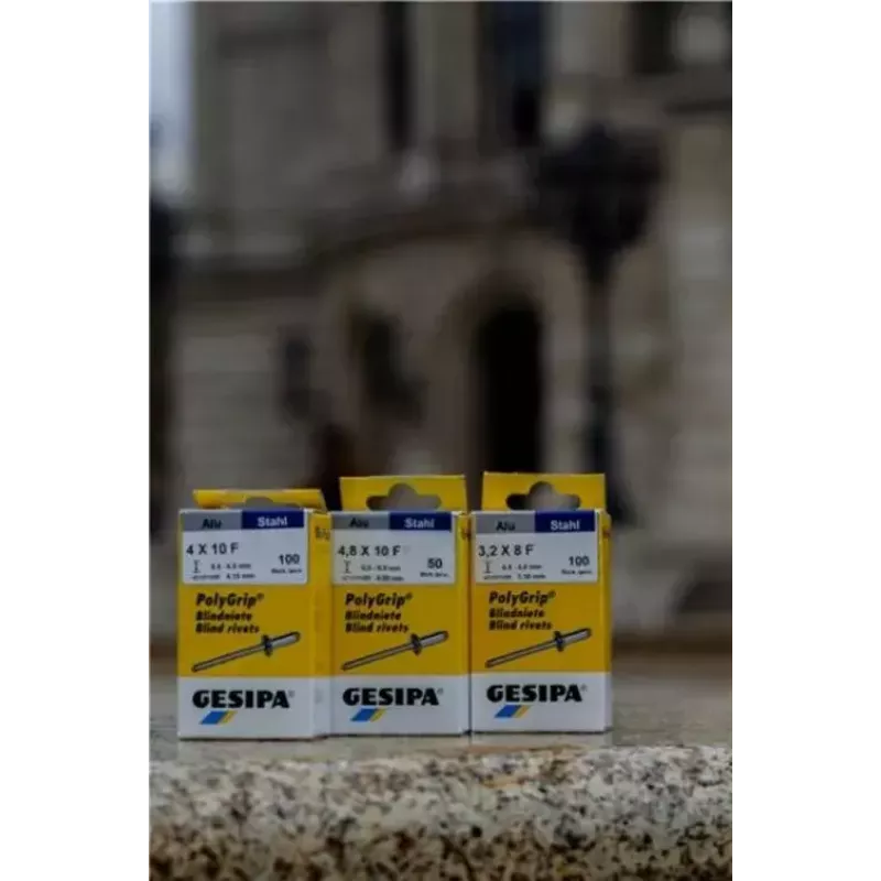 Rebite cego GESIPA 1432060 aço inoxidável cinzento 6,5 mm cabeça 3,2 mm haste 8 mm comprimento