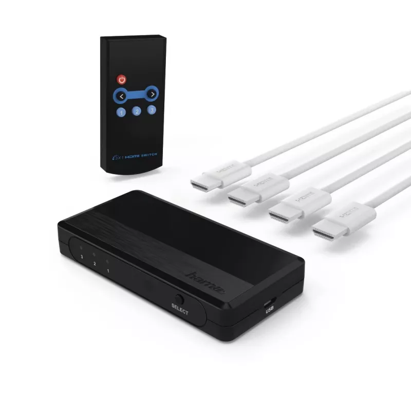 Hama 00121760 comutador de vídeo HDMI preto 1080p DTS-HD Dolby Digital