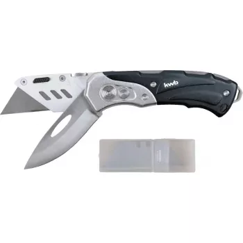 Faca multiusos KWB 016910 faca de lâmina retrátil preta Drop-Point