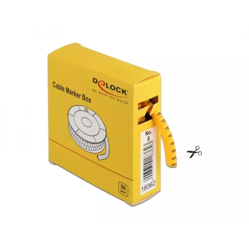 Marcador de cabos DeLOCK 18362 amarelo 500 unid.
