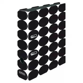 Dossier de argolas Herlitz maX.file A4 preto branco certificado FSC