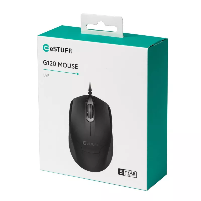 eSTUFF GLB213002 rato de escritório ambidestro USB Type-A ótico 1200 DPI