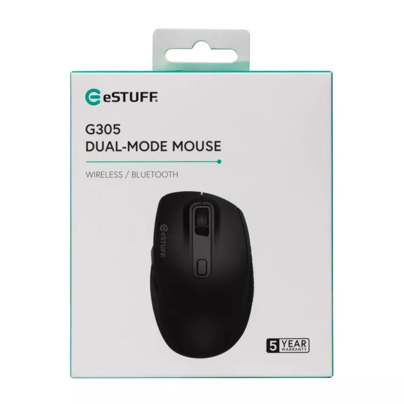 eSTUFF GLB214002 rato de escritório para destros RF Wireless + Bluetooth IR-LED 1800 DPI