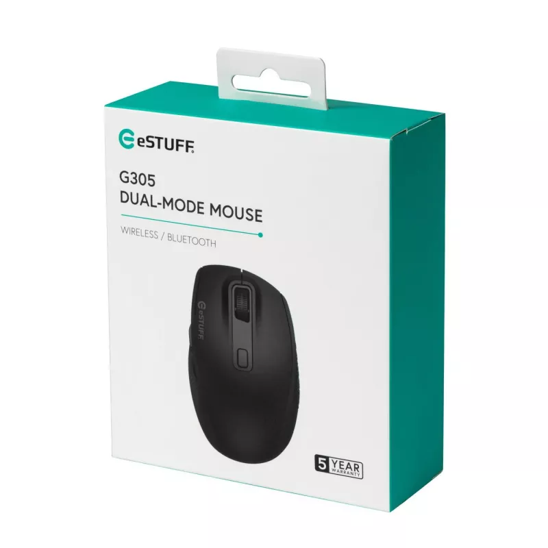 eSTUFF GLB214002 rato de escritório para destros RF Wireless + Bluetooth IR-LED 1800 DPI