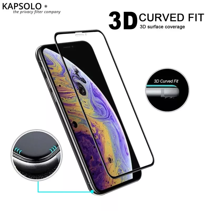 Proteção de ecrã em vidro temperado Kapsolo para iPhone 13 / iPhone 14 Max — curvo 9H, adequado até 15,5 cm (6,1 polegadas)