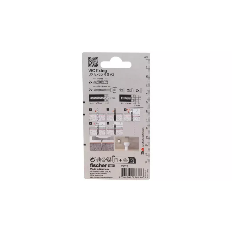 Conjunto de parafusos e buchas Fischer 83628 adequado para tijolo, betão