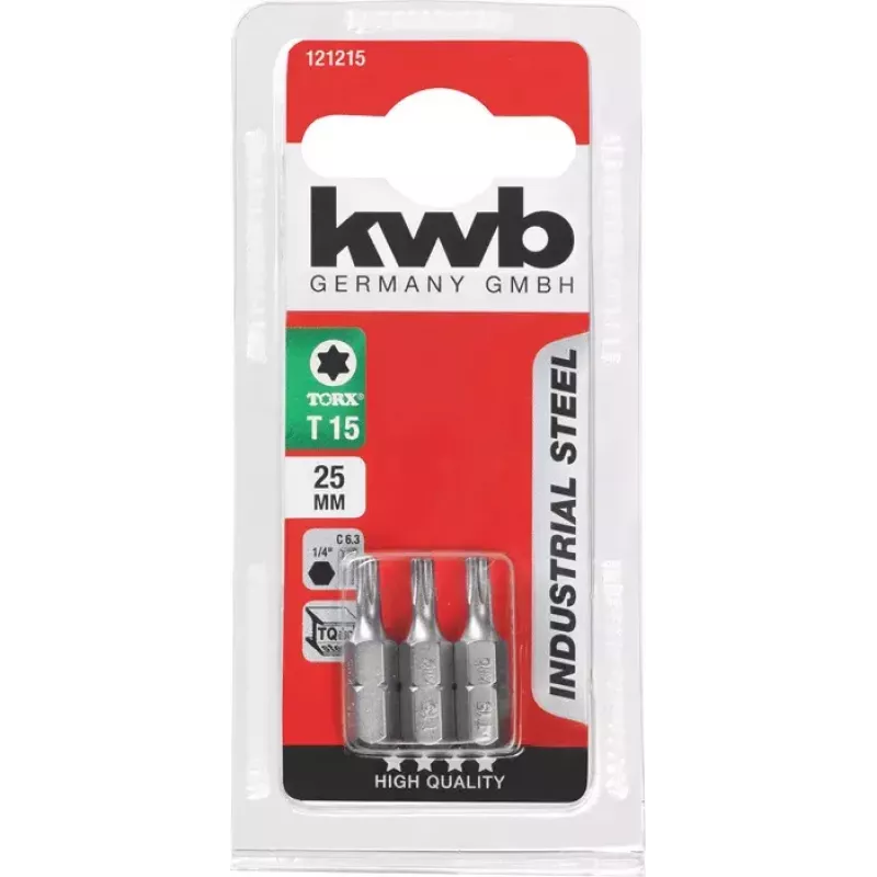 Bit para chave de fendas KWB 121207 3 unid. Torx T7 25 mm sextavado