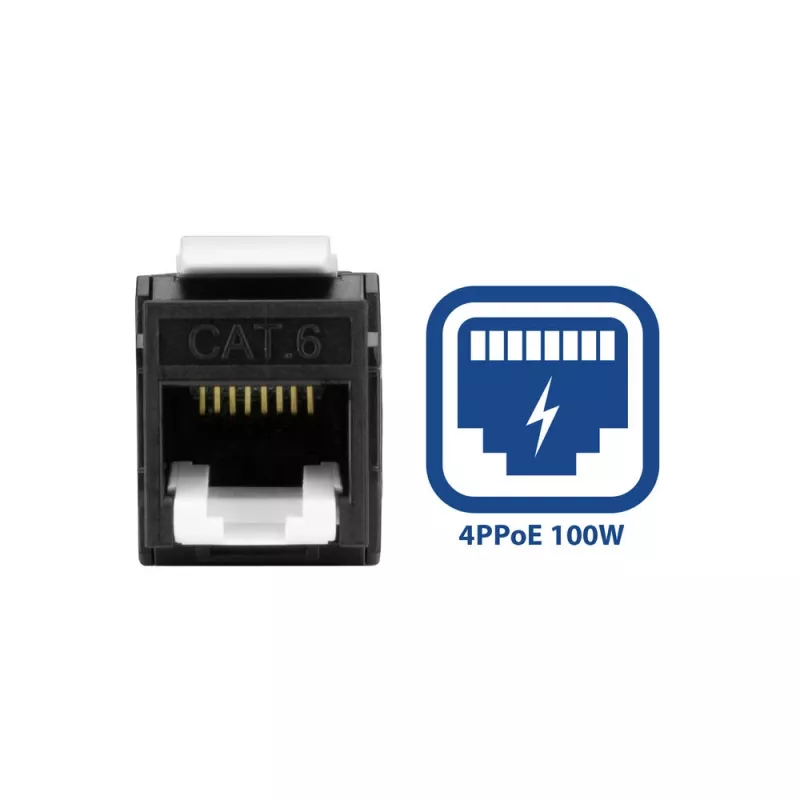 ACT Keystone Jack RJ45 CAT6 não blindado sem ferramentas com obturador, preto